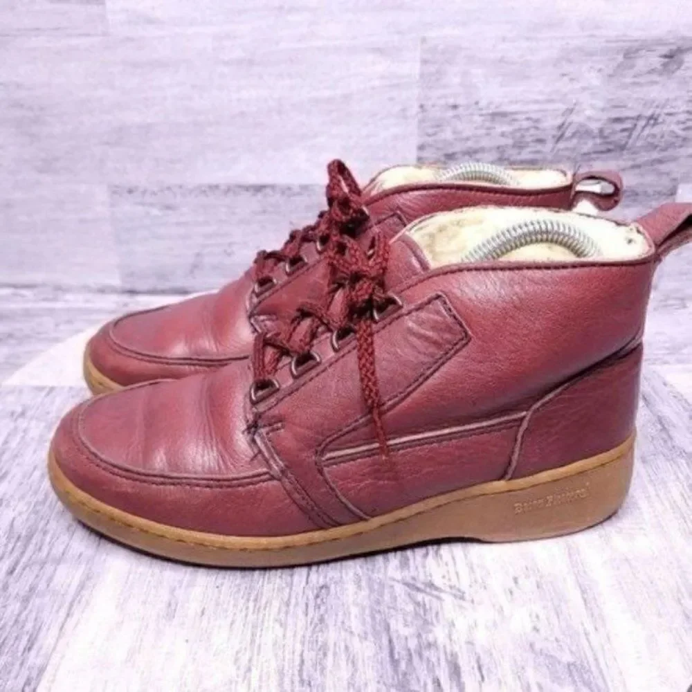 Bates Floaters Leather Chukka Lace Up Fleece Line Winter Boot Red Men's sz 8.5